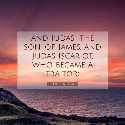 Picture 07 - Luke 6:16 ASV - and Judas `the son' of James, and Judas Iscariot, - Bible Verse Picture