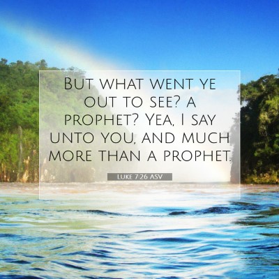Picture 07 - Luke 7:26 ASV - But what went ye out to see? a prophet? Yea, I - Bible Verse Picture
