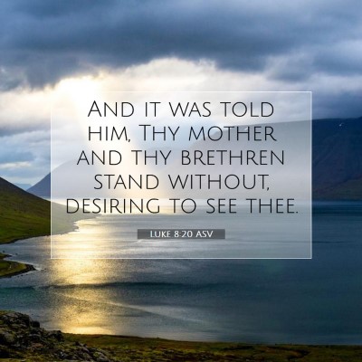 Picture 07 - Luke 8:20 ASV - And it was told him, Thy mother and thy brethren - Bible Verse Picture