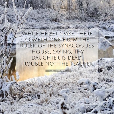 Picture 07 - Luke 8:49 ASV - While he yet spake, there cometh one from the - Bible Verse Picture