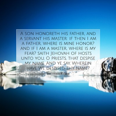 Picture 07 - Malachi 1:6 ASV - A son honoreth his father, and a servant his - Bible Verse Picture