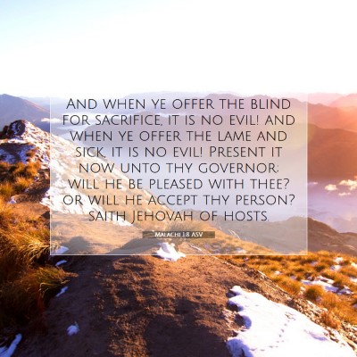 Picture 07 - Malachi 1:8 ASV - And when ye offer the blind for sacrifice, it is - Bible Verse Picture