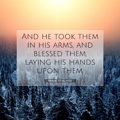 Picture 07 - Mark 10:16 ASV - And he took them in his arms, and blessed them, - Bible Verse Picture