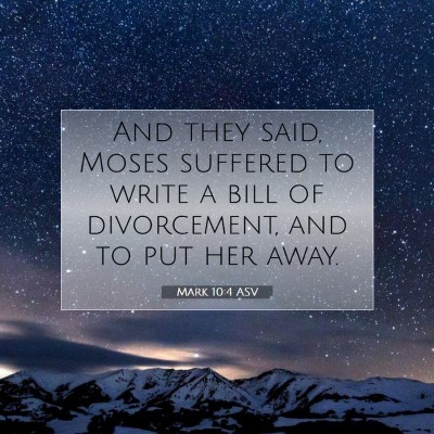 Picture 07 - Mark 10:4 ASV - And they said, Moses suffered to write a bill of - Bible Verse Picture