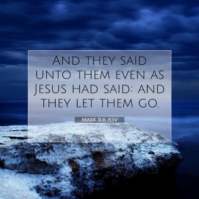 Picture 07 - Mark 11:6 ASV - And they said unto them even as Jesus had said: - Bible Verse Picture
