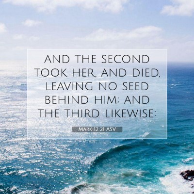Picture 07 - Mark 12:21 ASV - and the second took her, and died, leaving no - Bible Verse Picture