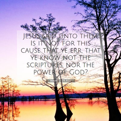 Picture 07 - Mark 12:24 ASV - Jesus said unto them, Is it not for this cause - Bible Verse Picture