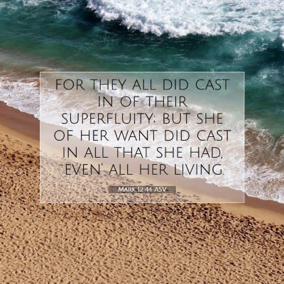 Picture 07 - Mark 12:44 ASV - for they all did cast in of their superfluity; - Bible Verse Picture
