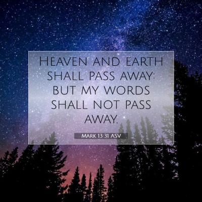 Picture 07 - Mark 13:31 ASV - Heaven and earth shall pass away: but my words - Bible Verse Picture