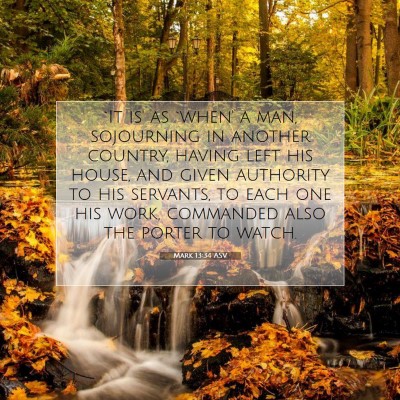 Picture 07 - Mark 13:34 ASV - `It is' as `when' a man, sojourning in another - Bible Verse Picture
