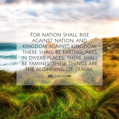 Picture 07 - Mark 13:8 ASV - For nation shall rise against nation, and kingdom - Bible Verse Picture