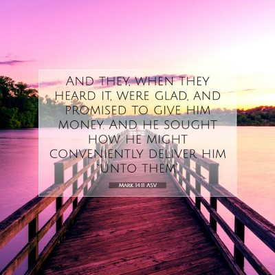 Picture 07 - Mark 14:11 ASV - And they, when they heard it, were glad, and - Bible Verse Picture