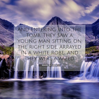Picture 07 - Mark 16:5 ASV - And entering into the tomb, they saw a young man - Bible Verse Picture