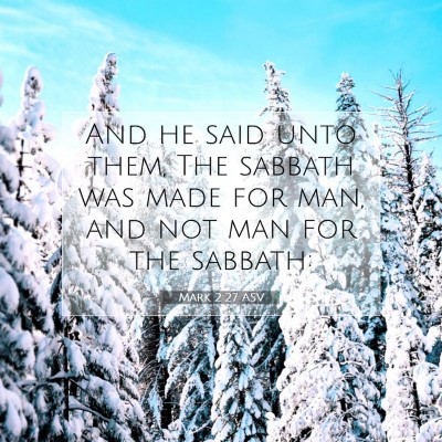 Picture 07 - Mark 2:27 ASV - And he said unto them, The sabbath was made for - Bible Verse Picture