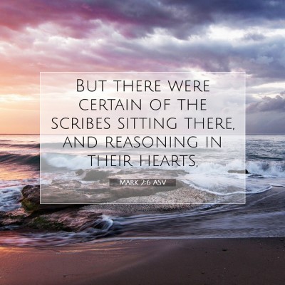 Picture 07 - Mark 2:6 ASV - But there were certain of the scribes sitting - Bible Verse Picture