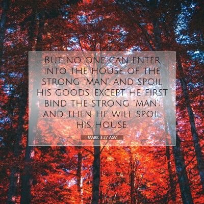 Picture 07 - Mark 3:27 ASV - But no one can enter into the house of the strong - Bible Verse Picture