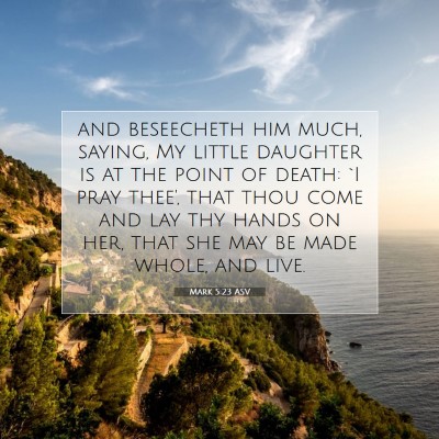 Picture 07 - Mark 5:23 ASV - and beseecheth him much, saying, My little - Bible Verse Picture