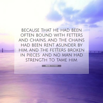 Picture 07 - Mark 5:4 ASV - because that he had been often bound with fetters - Bible Verse Picture