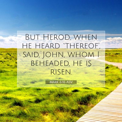 Picture 07 - Mark 6:16 ASV - But Herod, when he heard `thereof', said, John, - Bible Verse Picture