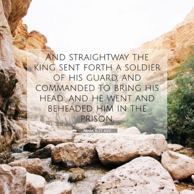 Picture 07 - Mark 6:27 ASV - And straightway the king sent forth a soldier of - Bible Verse Picture