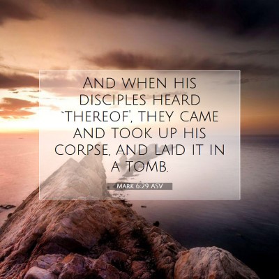 Picture 07 - Mark 6:29 ASV - And when his disciples heard `thereof', they came - Bible Verse Picture