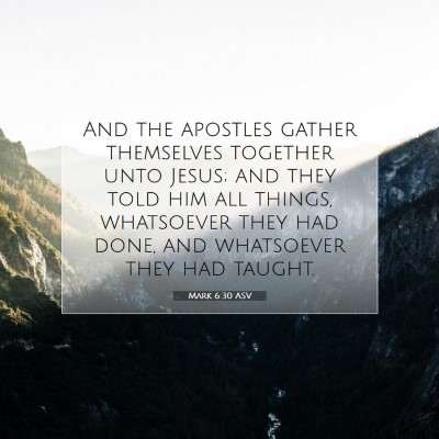 Picture 07 - Mark 6:30 ASV - And the apostles gather themselves together unto - Bible Verse Picture