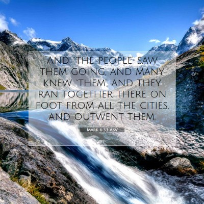 Picture 07 - Mark 6:33 ASV - And `the people' saw them going, and many knew - Bible Verse Picture