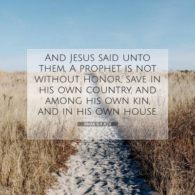 Picture 07 - Mark 6:4 ASV - And Jesus said unto them, A prophet is not - Bible Verse Picture