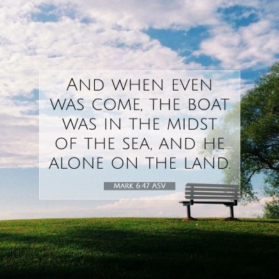 Picture 07 - Mark 6:47 ASV - And when even was come, the boat was in the midst - Bible Verse Picture