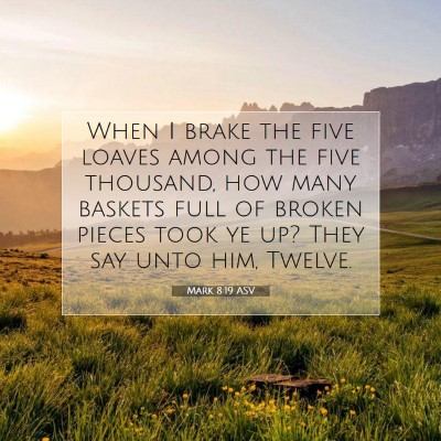 Picture 07 - Mark 8:19 ASV - When I brake the five loaves among the five - Bible Verse Picture