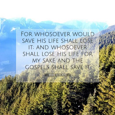 Picture 07 - Mark 8:35 ASV - For whosoever would save his life shall lose it; - Bible Verse Picture