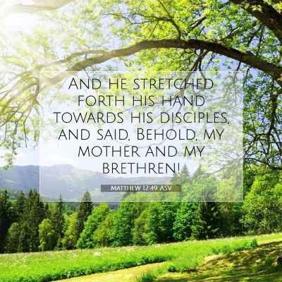 Picture 07 - Matthew 12:49 ASV - And he stretched forth his hand towards his - Bible Verse Picture