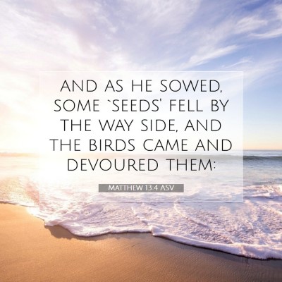 Picture 07 - Matthew 13:4 ASV - and as he sowed, some `seeds' fell by the way - Bible Verse Picture
