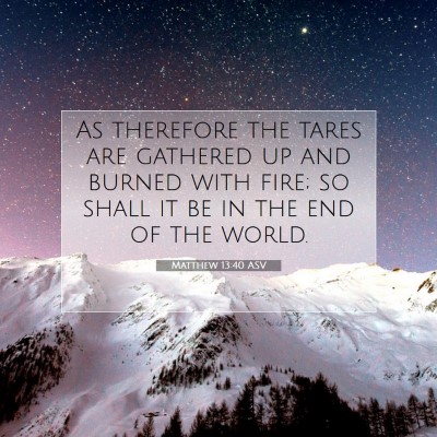 Picture 07 - Matthew 13:40 ASV - As therefore the tares are gathered up and burned - Bible Verse Picture
