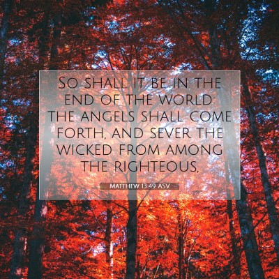 Picture 07 - Matthew 13:49 ASV - So shall it be in the end of the world: the - Bible Verse Picture