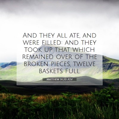 Picture 07 - Matthew 14:20 ASV - And they all ate, and were filled: and they took - Bible Verse Picture