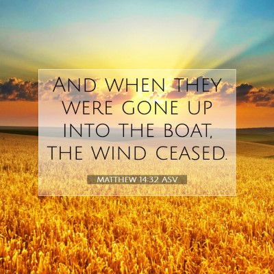 Picture 07 - Matthew 14:32 ASV - And when they were gone up into the boat, the - Bible Verse Picture