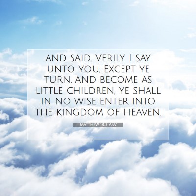 Picture 07 - Matthew 18:3 ASV - and said, Verily I say unto you, Except ye turn, - Bible Verse Picture