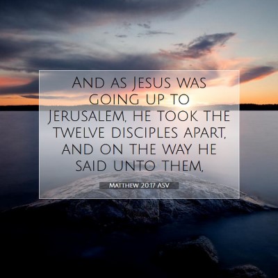 Picture 07 - Matthew 20:17 ASV - And as Jesus was going up to Jerusalem, he took - Bible Verse Picture