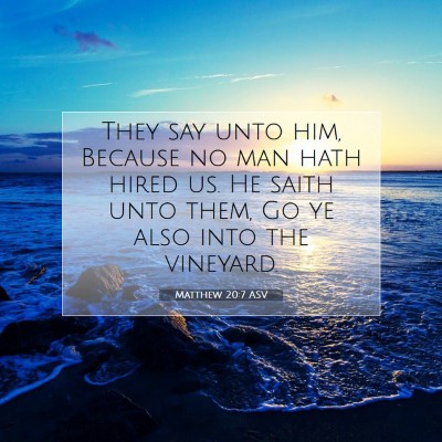 Picture 07 - Matthew 20:7 ASV - They say unto him, Because no man hath hired us. - Bible Verse Picture