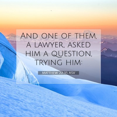 Picture 07 - Matthew 22:35 ASV - And one of them, a lawyer, asked him a question, - Bible Verse Picture