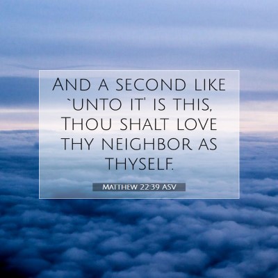 Picture 07 - Matthew 22:39 ASV - And a second like `unto it' is this, Thou shalt - Bible Verse Picture