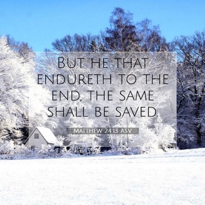 Picture 07 - Matthew 24:13 ASV - But he that endureth to the end, the same shall - Bible Verse Picture