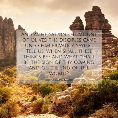 Picture 07 - Matthew 24:3 ASV - And as he sat on the mount of Olives, the - Bible Verse Picture