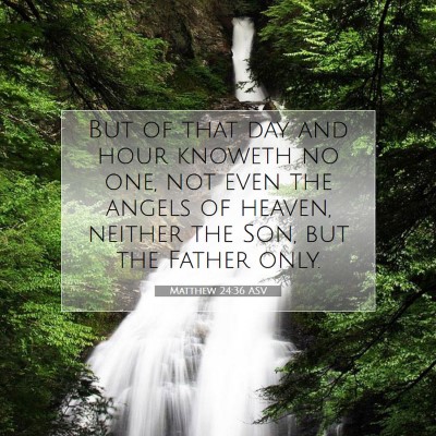 Picture 07 - Matthew 24:36 ASV - But of that day and hour knoweth no one, not even - Bible Verse Picture