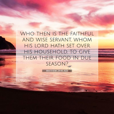 Picture 07 - Matthew 24:45 ASV - Who then is the faithful and wise servant, whom - Bible Verse Picture