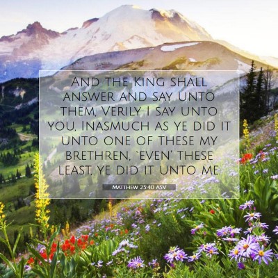 Picture 07 - Matthew 25:40 ASV - And the King shall answer and say unto them, - Bible Verse Picture