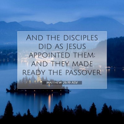 Picture 07 - Matthew 26:19 ASV - And the disciples did as Jesus appointed them; - Bible Verse Picture