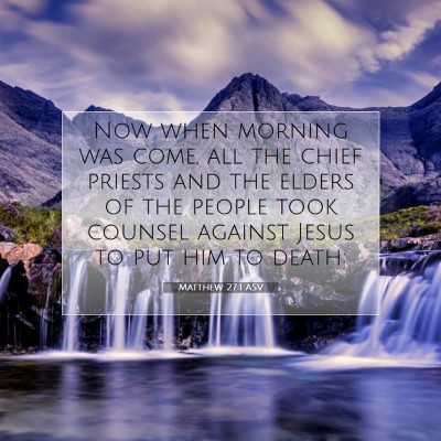 Picture 07 - Matthew 27:1 ASV - Now when morning was come, all the chief priests - Bible Verse Picture