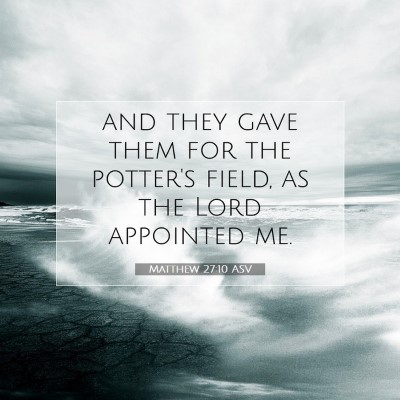 Picture 07 - Matthew 27:10 ASV - and they gave them for the potter's field, as the - Bible Verse Picture